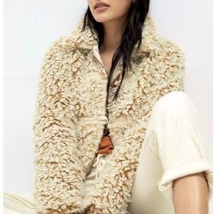 Anthropologie Brenna Beige/Tan Fake Fur Coat Jacket Size XS NWT